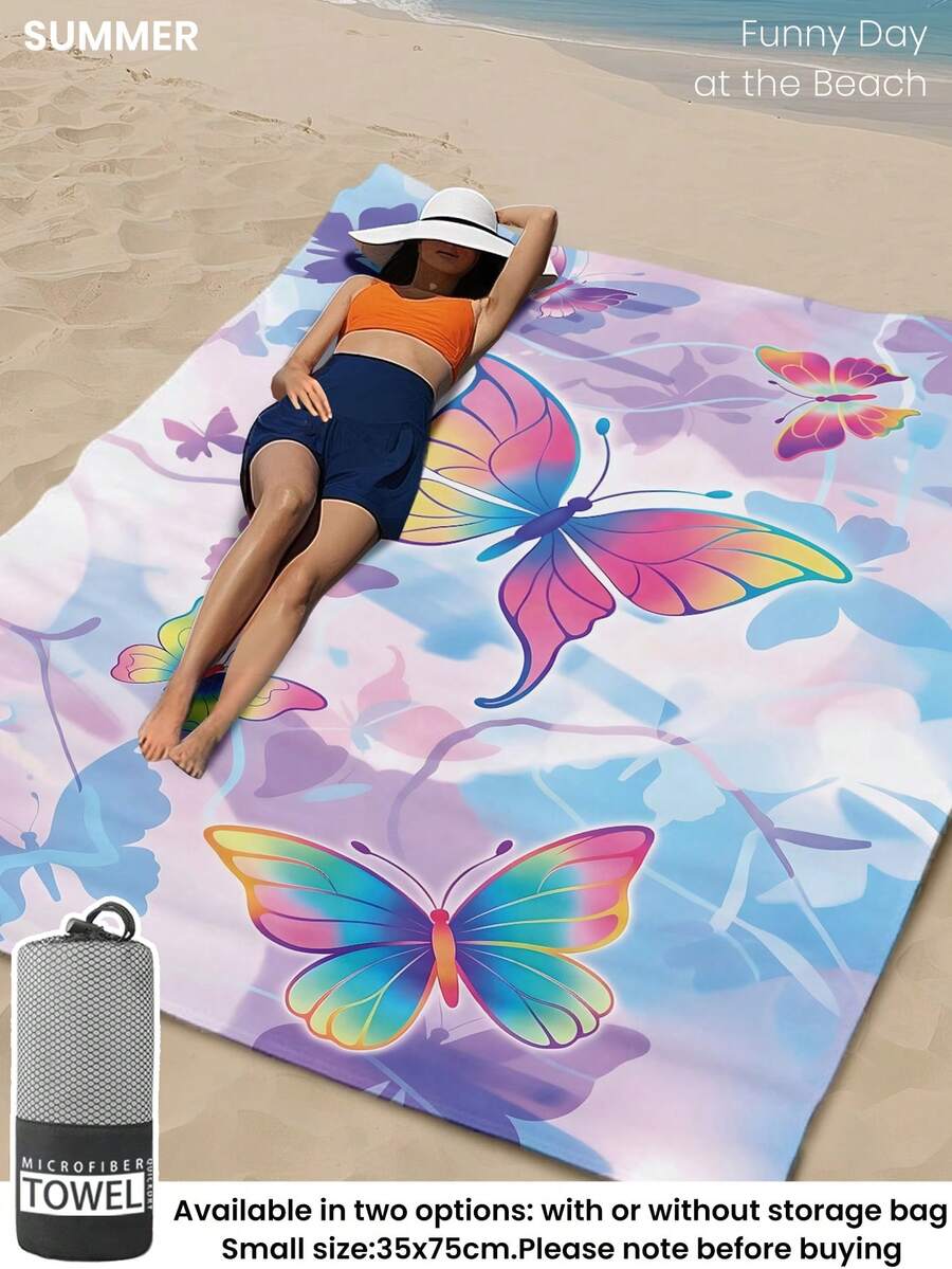 Blue Shell Print Beach Towel, Swimming Towel