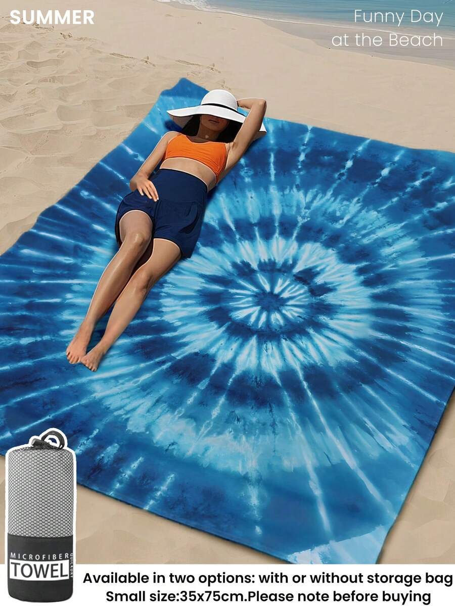 Blue Shell Print Beach Towel, Swimming Towel