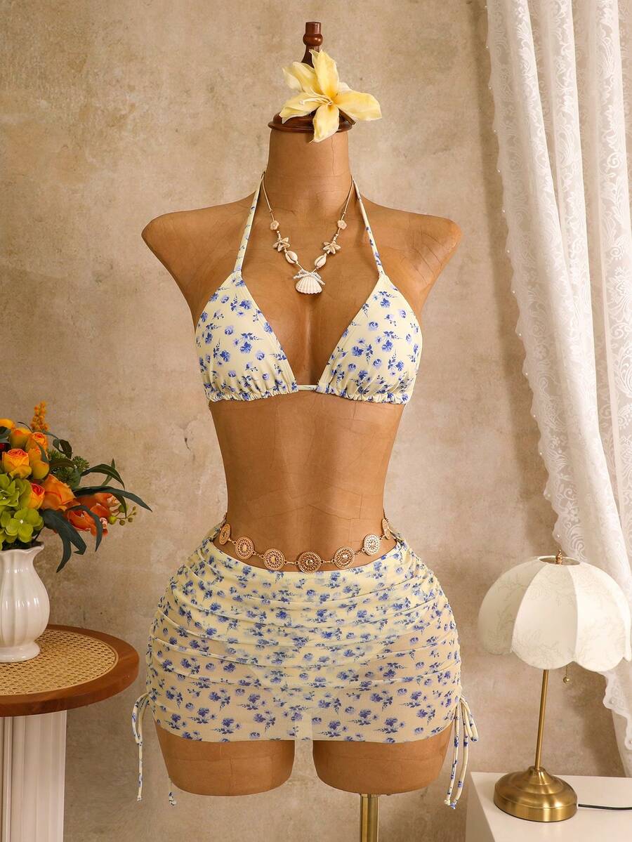 Tie Side Bikini 3-Piece Swimwear For Women
