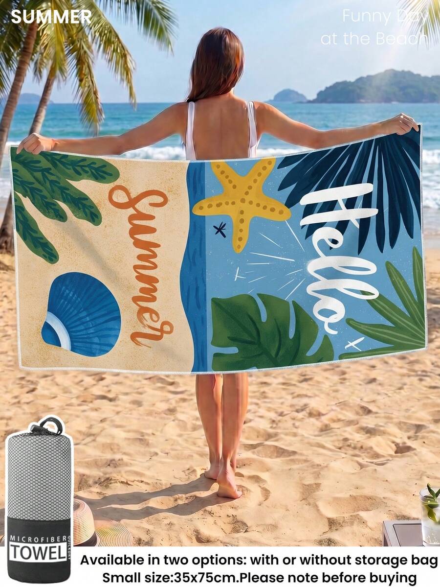 1pc Printed Beach Towel, Summer Fruit Pattern Swimwear