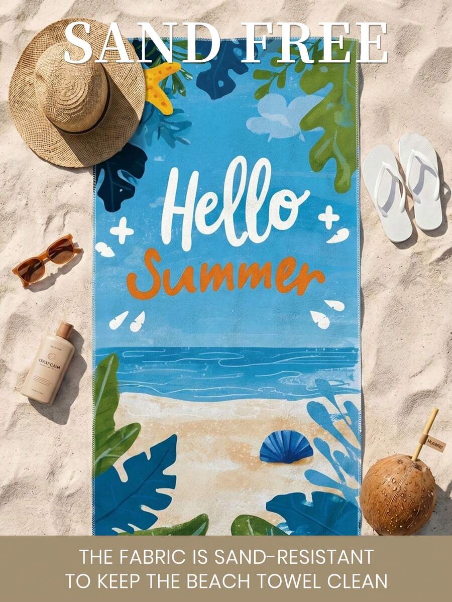 1pc Printed Beach Towel, Summer Fruit Pattern Swimwear