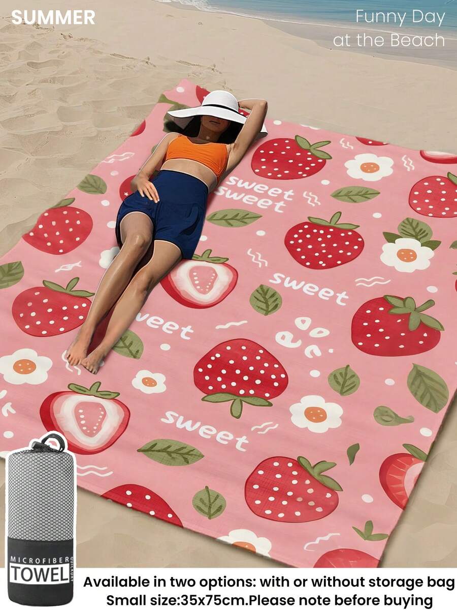 1pc Printed Beach Towel, Summer Fruit Pattern Swimwear