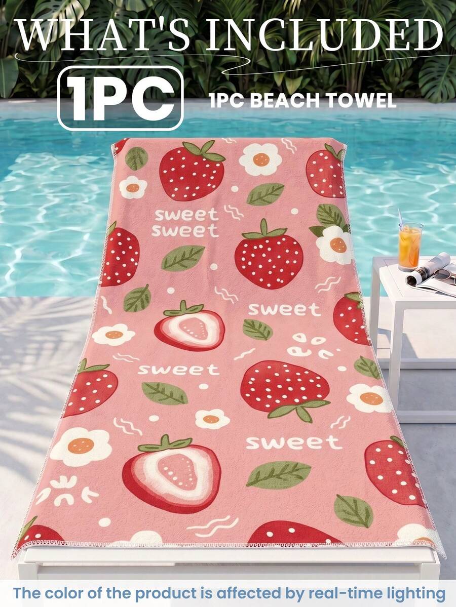 1pc Printed Beach Towel, Summer Fruit Pattern Swimwear