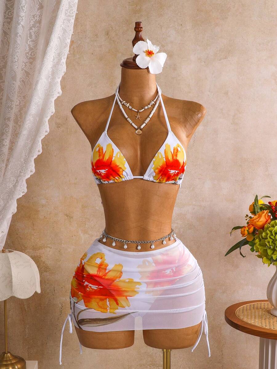 Tie Side Bikini 3-Piece Swimwear For Women