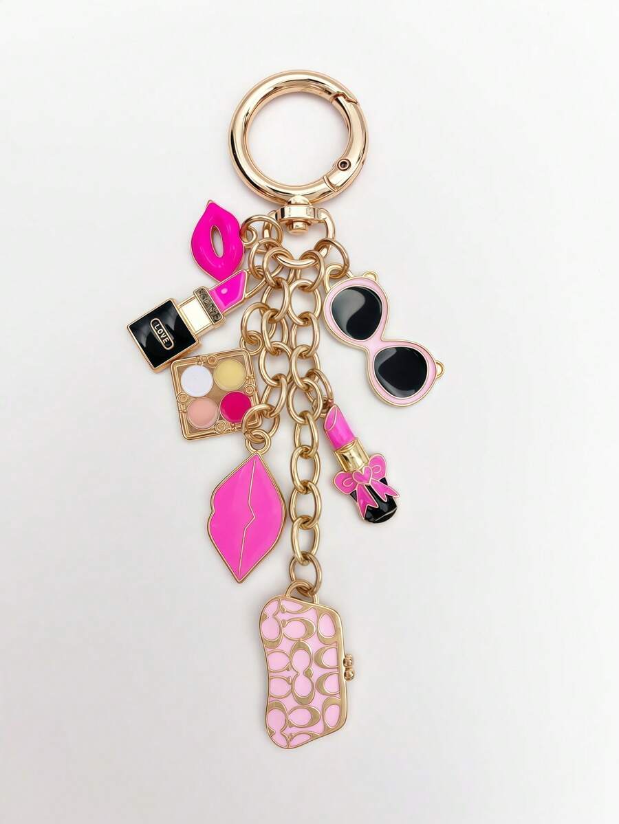 1pc Elegant Pink Bow Travel Keychain Pendant