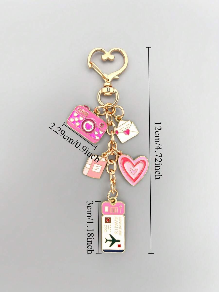 1pc Elegant Pink Bow Travel Keychain Pendant