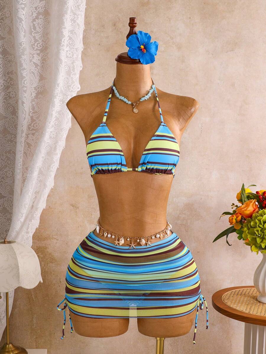Tie Side Bikini 3-Piece Swimwear For Women