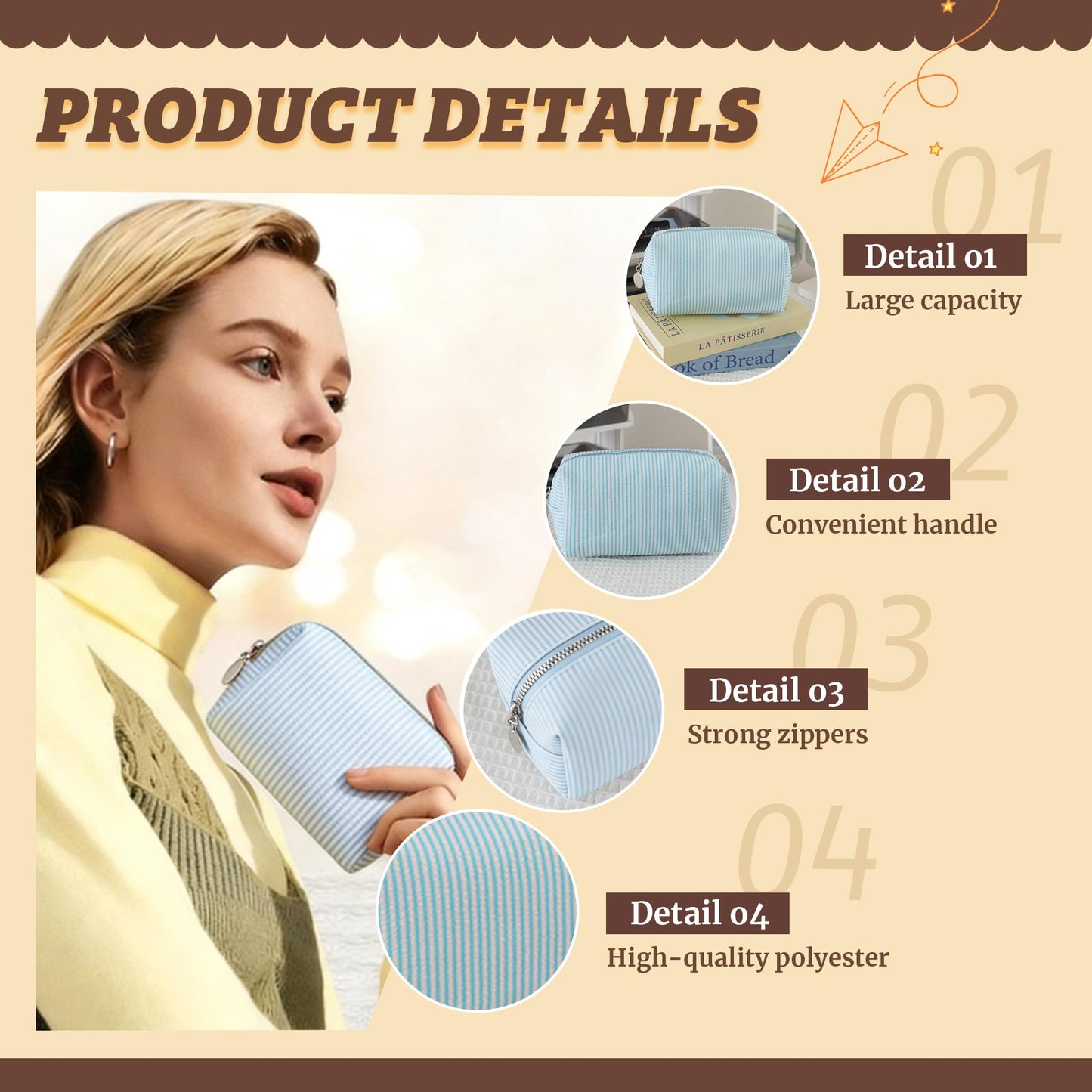 2pcs Makeup Bag Travel Toiletry Bag for Women Lightweight Make Up Bag