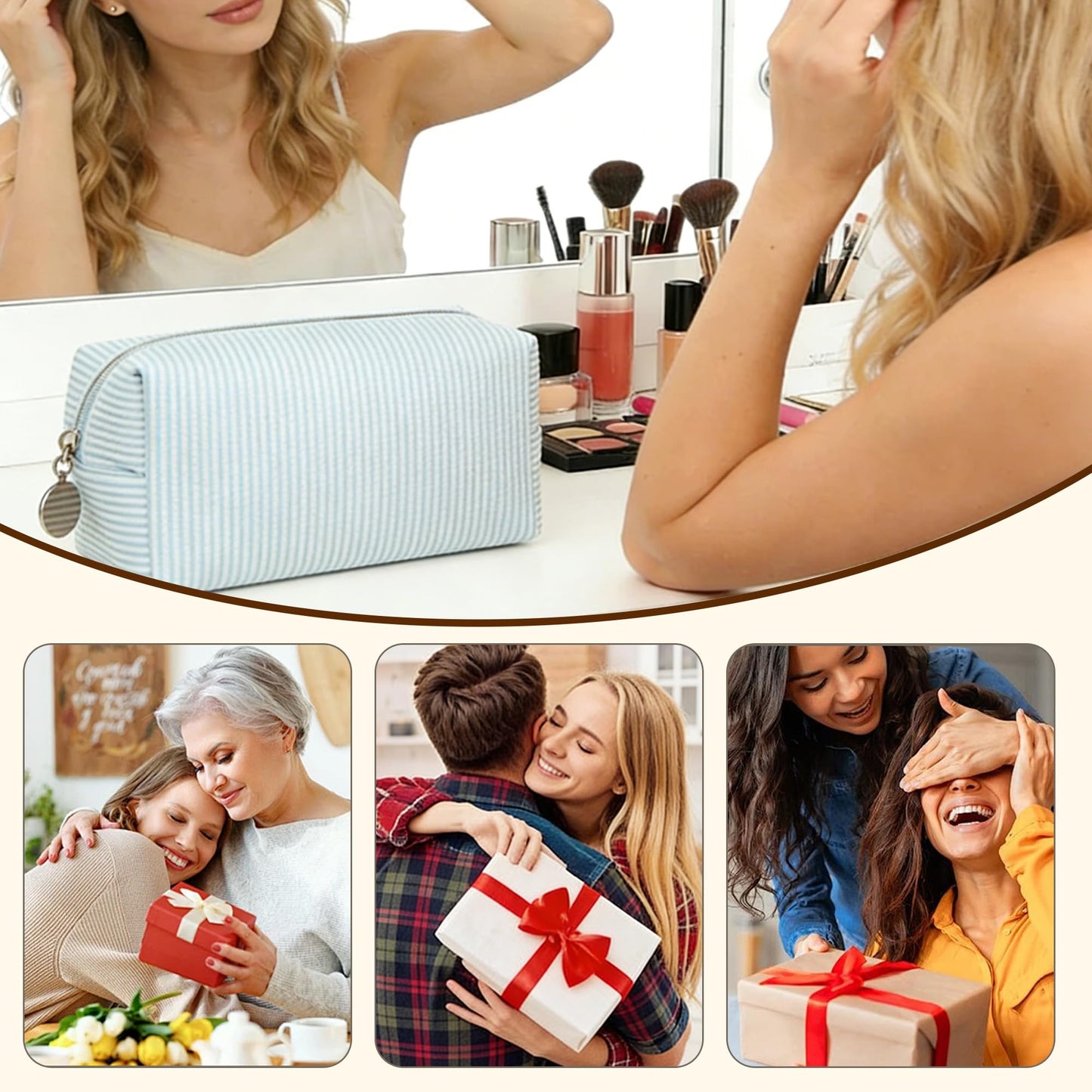 2pcs Makeup Bag Travel Toiletry Bag for Women Lightweight Make Up Bag