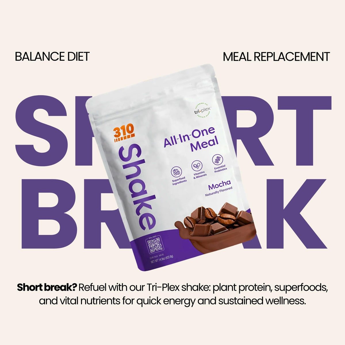 310 Nutrition All-In-One Mocha Shake Powder – Plant-Based Meal Replacement