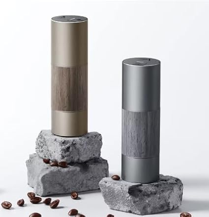 Electric Coffee Grinder, Premium Stainless Steel Burr Coffee Grinder, Espresso Grinder Electric, Portable Grinder, Perfect Coffee Brew for Home, Travel, Camping and Office (Gray)
