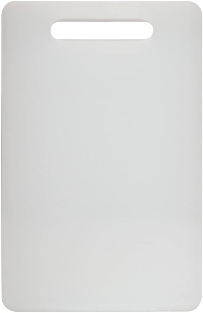 Fotouzy Plastic Utility Cutting Board with Handles, Food Safe PP Material, Dishwasher Safe, Thick Chopping Board, Large Size, Easy Grip Handle, for Kitchen (White)