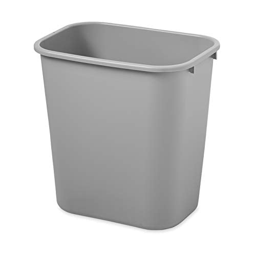 Rubbermaid Commercial Products Wastebasket/Trash Can, 7-Gallon/28-Quart, Gray, Plastic, for Bedroom/Bathroom/Office, Fits Under Desk/Sink/Cabinet, Pack of 12