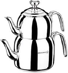 Korkmaz A057 Droppa Maxi Caydanlik Stainless Steel Teapot Suitable for Induction Cookers