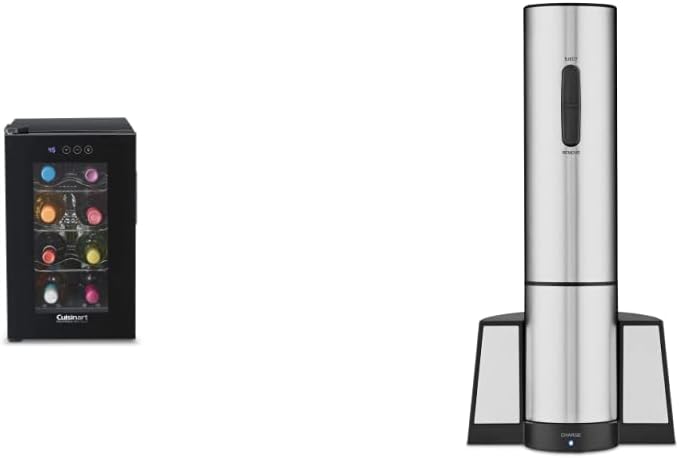 Cuisinart CWC-800CEN 8-Bottle Private Reserve Wine Cellar, Black & CWO-25 Electric Wine Opener, Stainless Steel