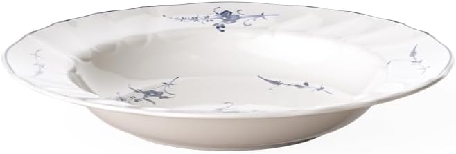 Villeroy & Boch Vieux Luxembourg Rim Soup, 9 in, Premium Porcelain, White/Blue