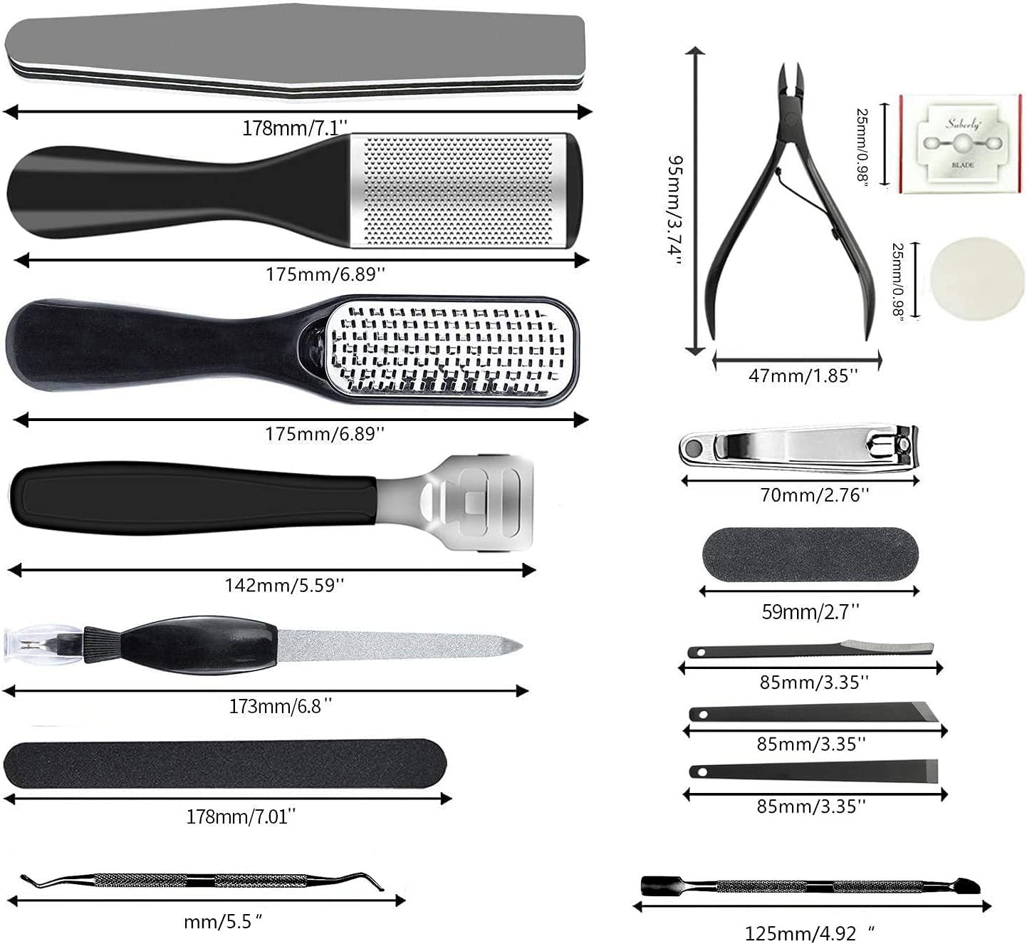 36 in 1 Professional Pedicure Kit, Foot File, Foot Rasp and Callus Remover