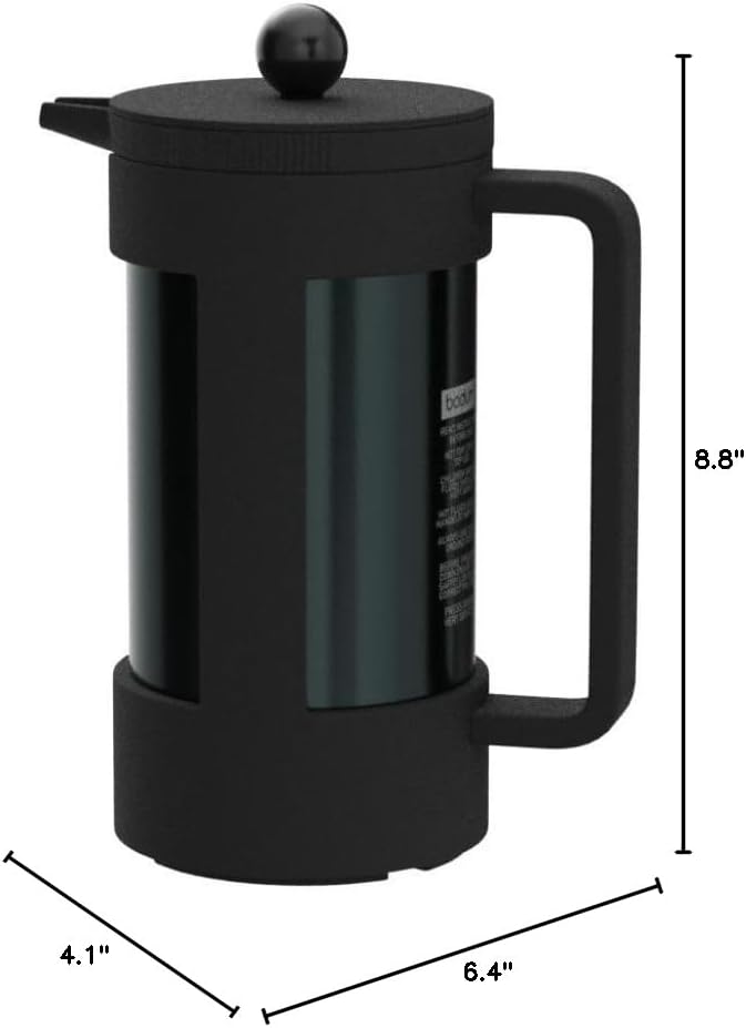Bodum Bean Sustainable French Press Coffee Maker, 34 Ounce, Black