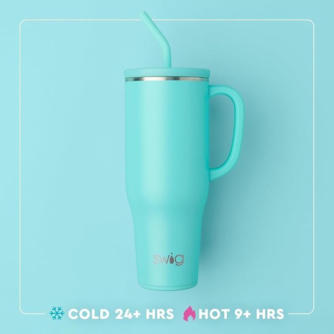 Swig Life 40oz Mega Mug, 40oz Tumbler with Handle and Straw, Extra Large Insulated Tumblers, Cup Holder Friendly Travel Mug (Boo Crew Ghost)