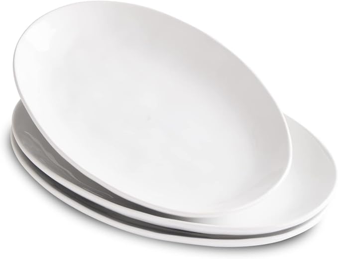 Porcelain Serving Platters, 12 Inch Large Serving Trays, Oval Serving Plates for Dessert Appetizers Meat/Entertaining/Party, Set of 3, White