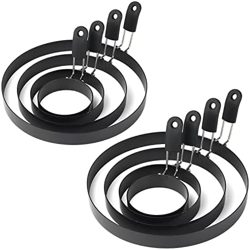 Egg Rings 8 Packs Stainless Steel Pancake Molds And Egg Ring Set Nonstick Round Egg And Omelet Molds for Frying Eggs And Muffins (Set of 8)