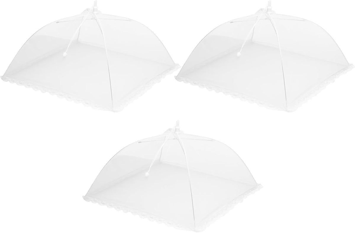 uxcell 3 Pcs Large and Tall Food Covers 15" Mesh Food Covers for Outdoors Collapsible Food Protector Covers Tent for Parties Outdoor Picnics BBQs, White