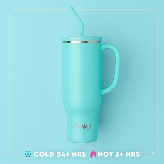 Swig Life 30oz Mega Mug, 30oz Tumbler with Handle and Straw, Large Insulated Tumblers, Cup Holder Friendly Travel Mug, Stainless Steel 30 oz Tumbler, Reusable Insulated Water Bottle (Wild at Heart)