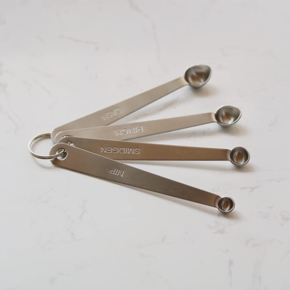 Mini Measuring Spoons Set, Small Stainless Steel Teaspoon for Cooking and Baking, Suitable for Tiny Amount of Dry or Liquid Ingredients and Spices (1/8, 1/16, 1/32, 1/64 tsp)