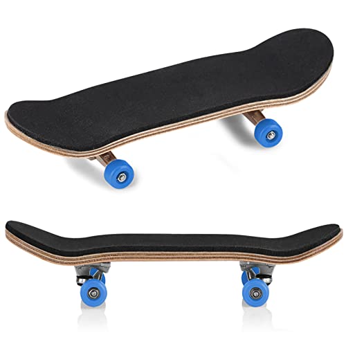 Milltrip Wooden Finger Skateboards, 1Pc Maple Wooden Alloy Fingerboard Finger Skateboards with Box Reduce Pressure Gifts (Dark Blue) - color: Dark Blue