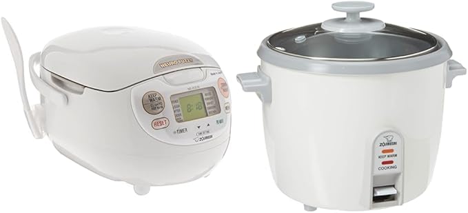 Zojirushi NS-ZCC10 Neuro Fuzzy Cooker, 5.5-Cup uncooked rice / 1L, White & NHS-10 6-Cup (Uncooked) Rice Cooker