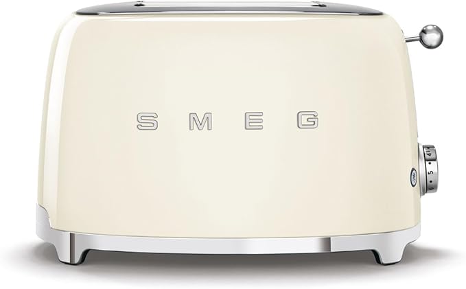 SMEG 2 Slice Toaster with 6 Presets and Defrost Function and Removable Crumb Tray (Cream)
