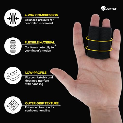 LIONTEK Double Flow Finger Sleeve V3 Pair — Joint Support & Compression for Activity, BJJ, Fitness, Volleyball, Basketball, and More (Small) - size: Small