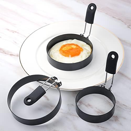 Egg Rings 8 Packs Stainless Steel Pancake Molds And Egg Ring Set Nonstick Round Egg And Omelet Molds for Frying Eggs And Muffins (Set of 8)