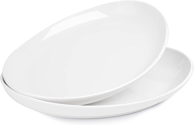 Sweese 2-Pack Porcelain Oval Serving Platters, White High-Grade Durable Professional, 14.5 Inch 2.0 Count
