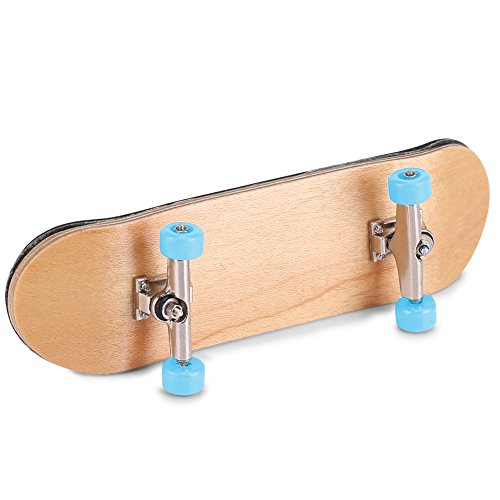Milltrip Wooden Finger Skateboards, 1Pc Maple Wooden Alloy Fingerboard Finger Skateboards with Box Reduce Pressure Gifts (Light Blue) - color: Light Blue