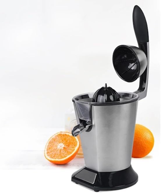 DRINKPOD Premium Electric Orange Juicer | Stainless Steel Citrus Squeezer With New Ultra-Powerful Motor and Soft Grip Handle for Effortless Juicing, Auto Shutoff, Dishwasher-safe Parts, Pulp Control