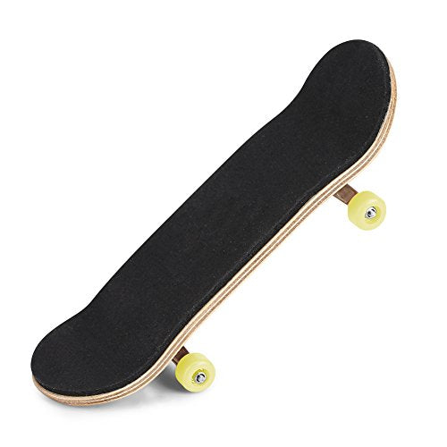 Milltrip Wooden Finger Skateboards, 1Pc Maple Wooden Alloy Fingerboard Finger Skateboards with Box Reduce Pressure Gifts (Yellow) - color: Yellow