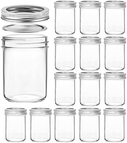 VERONES Mason Jars 8 OZ, 8 OZ Canning Jars Jelly Jars With Regular Lids, Ideal for Jam, Honey, Wedding Favors, Shower Favors
