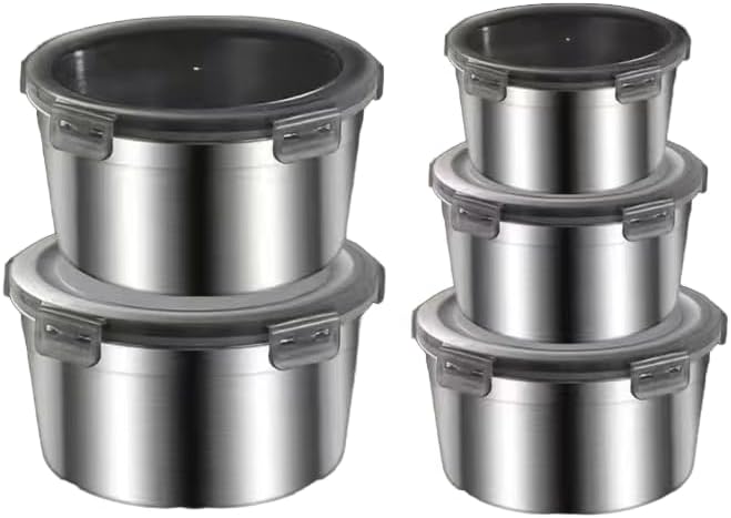 Stainless steel food storage containers leak proof & airtight lids for Kitchen,stainless steel bowl,meal prep lunch box,freezer and microwave safe (5-piece)