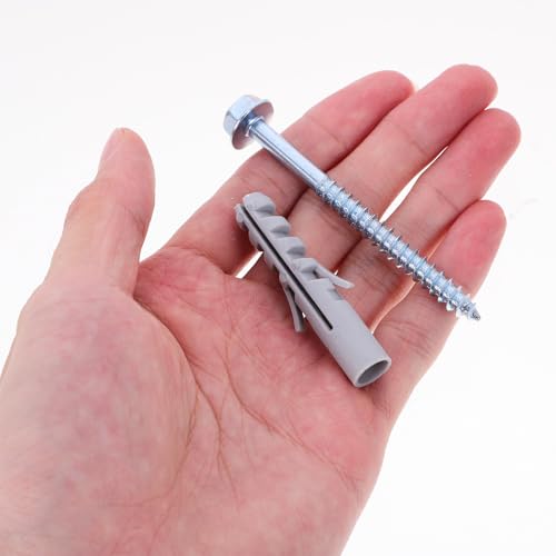 10 Sets Tv Mount Anchors and Expansion Screws for Wall Mount Installation, Carbon Steel Sturdy Screws for Tv Brackets and Range Hood, Convenient to Use Hardware Kit