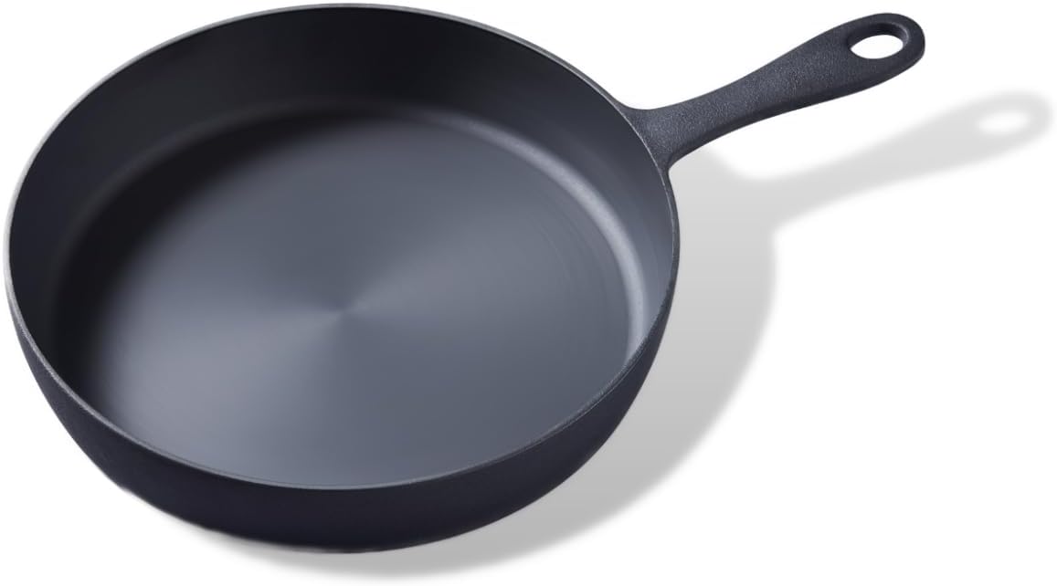 Flambo Skillet #10 - Naturally Non-Stick 10 Inch Pre-Seasoned Cast Iron Frying Pan - Smooth Nonstick Finish for Grilling, Frying, Sauteing, Searing, Baking - Use on Oven, Stove, Grill, or Campfire