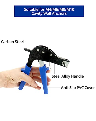QWORK Hollow Wall Anchor Setting Tool with Non-Slip Rubber Grip and Safety Slip Guard, Metal Construction for Perfect Cavity Wall Fixings Installation