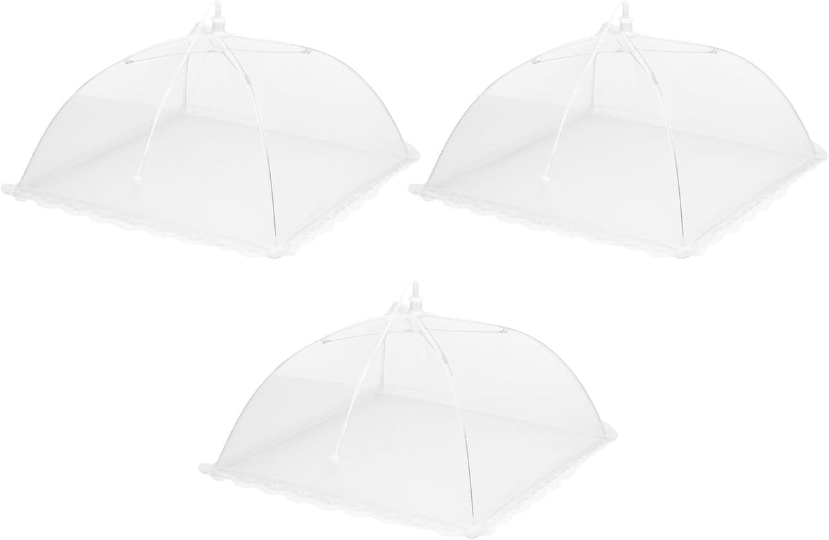 uxcell 3 Pcs Large and Tall Food Covers 13" Mesh Food Covers for Outdoors Collapsible Food Protector Covers Tent for Parties Outdoor Picnics BBQs, White