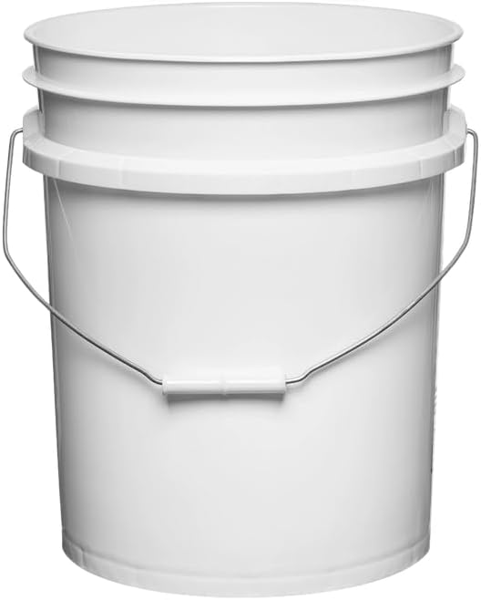 House Naturals 5 Gallon Premium HPDE Plastic Bucket - Made in USA Food Grade Storage Container, BPA Free All Purpose Pail (4, White)
