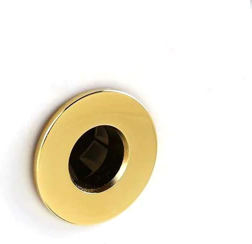 Sink Basin Trim Overflow Cover Brass Insert in Hole Round Caps Gold 2 PCS