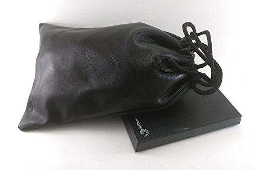 Multiple use Lambskin Leather Pouch with Drawstrings: (Black, 32 cm X 43 cm) - color: Black