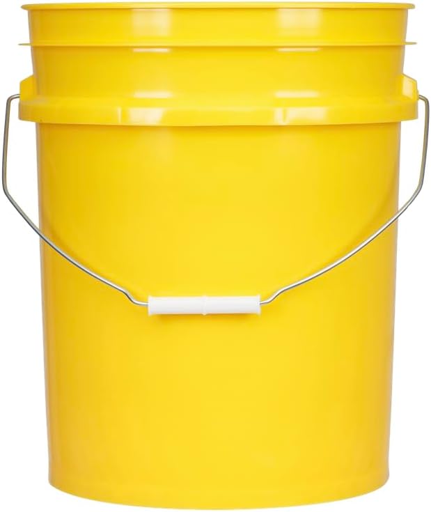 House Naturals 5 Gallon Premium HPDE Plastic Bucket - Made in USA Food Grade Storage Container, BPA Free All Purpose Pail (1, Yellow)