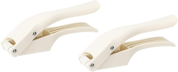 uxcell 2pcs Garlic Press, 7.5 Inch Stainless Steel Garlic Slicer Crusher Tool Kitchen Utensil for Home Cooks and Professional Chefs, White