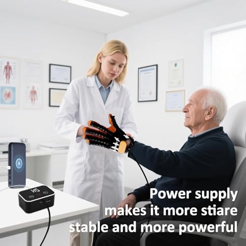 Rehabilitation Robot Gloves, Finger Exerciser for Stroke Recovery Hand Glove Equipment Hand Function Rehabilitation (Orange Right Hand M) - size: Right Hand M