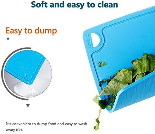 Extra Large Thick Silicone Cutting Boards for Kitchen 14.6'' x 10.43'' Flexible Cutting Chopping Boards/Mats Non-slip Deep Drip Juice Groove, Dishwasher Safe-Blue